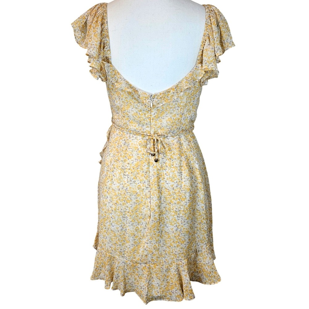 Hello Molly Yellow Floral Ruffle Mini Dress Cottagecore Coquette Sun Dress M - Picture 4 of 14